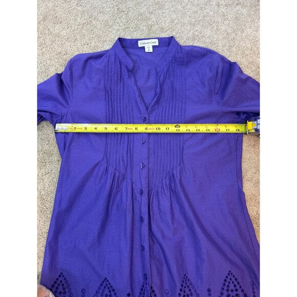 Coldwater Creek Purple Eyelet Hem Button-Up Tunic XS 4-6 - Picture 10 of 14